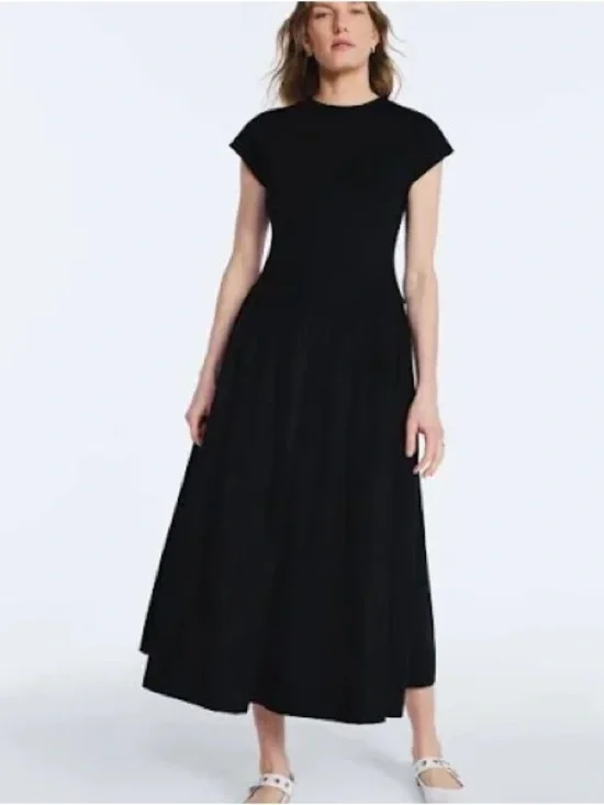 NWT Scoop Women’s Black Maxi Dress with Short Dolman Sleeves, large 12-14 - Picture 3 of 4